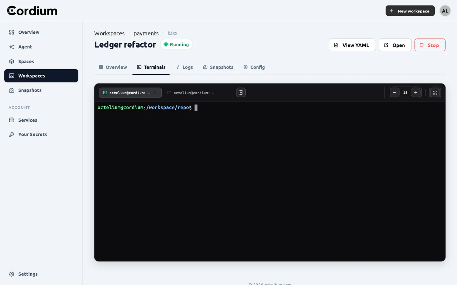 Running tests, querying a PostgreSQL Service and calling an HTTP Service without any credentials from a browser terminal